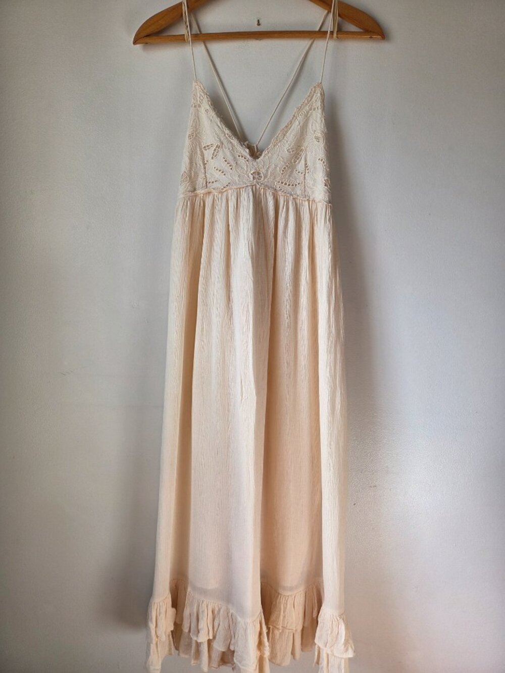 EUC DESIGNER RAPSODIA CREAM BRODERIE ANGLAISE ROMANTIC MAXI DRESS SIZE XS/S